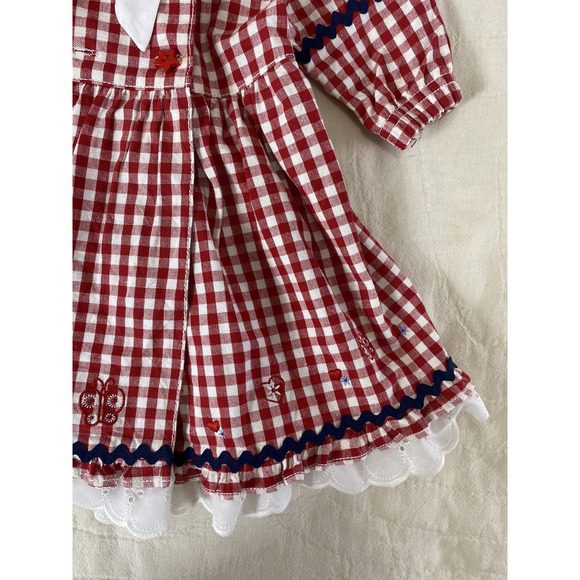 Faded Glory Baby Girl Dress Size 6-9M Vintage Y2K Red White GIngham Check Sailor - Picture 9 of 16
